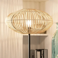Staande lamp gevlochten &apos;Adam&apos; E27 fitting rotan modern 151cm