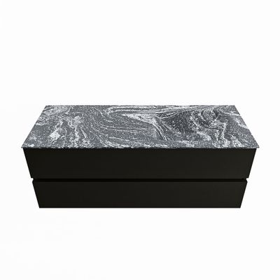 MONDIAZ VICA-DLUX 130cm badmeubel onderkast Urban 2 lades. Inbouw wastafel CLOUD rechts zonder kraangat, kleur Lava.
