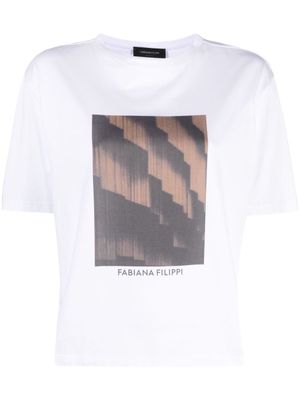 Fabiana Filippi t-shirt en coton à imprimé graphique - Blanc