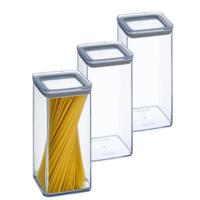 5Five Voorraadpot - 4x - keuken/voedsel - kunststof - 1500 ml - luchtdichte deksel - transparant   - - thumbnail