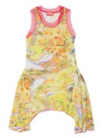 Diesel Kids robe en mesh à empiècement drapé - Jaune