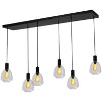 Masterlight 6-lichts hanglamp - zwart -Porto met Nicolette clear glazen - 2711-05-05-130-25612