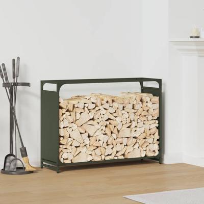 Brandhoutrek 90x28x65 cm koudgewalst staal olijfgroen