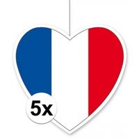 5x Frankrijk hangdecoratie harten 14 cm   - - thumbnail