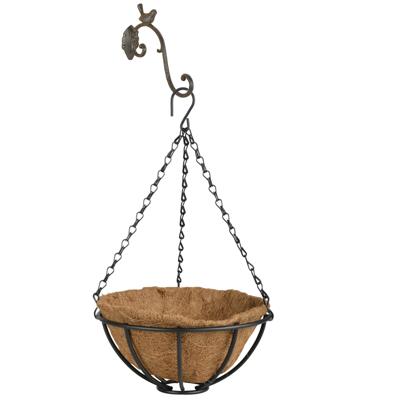 Esschert Design Hanging basket - 25 cm - met inlegvel en metalen muurhaak