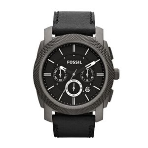 Fossil horlogeband TI1003 Leder Zwart + zwart stiksel