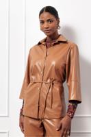 Studio Anneloes Lenny Faux Leather Blouse 13178 Blouse 8500 Cognac