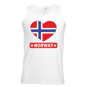 Noorwegen hart vlag singlet shirt/ tanktop wit heren