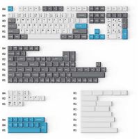 Keychron Cherry Profile Double-Shot PBT Full Keycap-Set - Grey, White and Blue keycaps 219 Stuks, ANSI & UK ISO Layout