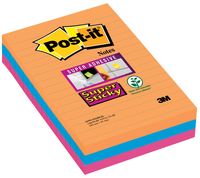 Post-it Super Sticky Notes XXL Boost, 90 vel, ft 101 X 152 mm, gelijnd, geassorteerde kleuren, pak van 3