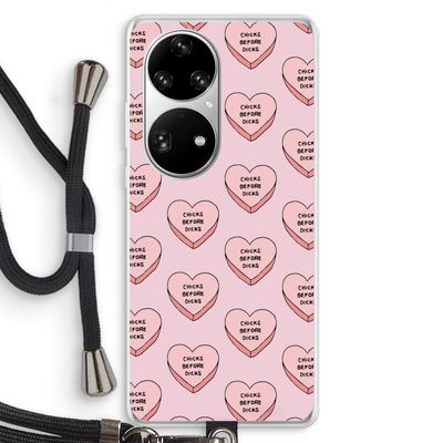 Chicks before dicks: Huawei P50 Pro Transparant Hoesje met koord