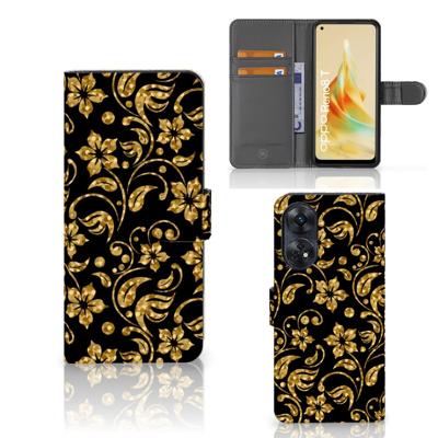 OPPO Reno8 T 4G Hoesje Gouden Bloemen OPPO Reno8 T 4G Hoesje Gouden Bloemen
