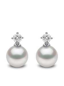 Yoko London boucles d'oreilles en or blanc 18ct serties de diamants et de perles - Argent