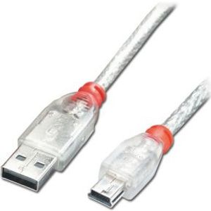 Lindy 41785 USB A/Mini-USB B 5m 5m USB A Mini-USB B Oranje, Transparant