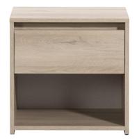 2e Halve Prijs Leen Bakker - Nachtkastje Lyon - 1 Lade - Eikenkleur - Spaanplaat - Bruin - 45x44x35 Cm