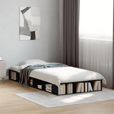 Bedframe bewerkt hout zwart 75x190 cm