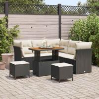 Tuinbankenset 8 pcs Zwart poly rattan