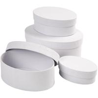 Creativ Company Ovale dozen, h: 4+5+6+7 cm, l: 10+12+14+16 cm, wit, 4 stuk/ 1 set