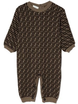 Fendi Kids barboteuse en maille intarsia - Marron