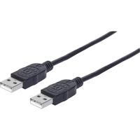 Manhattan USB-kabel USB 2.0 USB-A stekker, USB-A stekker 1.00 m Zwart Folie afscherming, UL gecertificeerd, Vergulde steekcontacten 353892