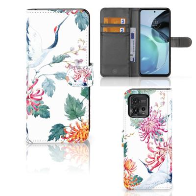 Motorola Moto G72 | Telefoonhoesje | Met pasjeshouder | Bird Flowers