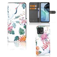 Motorola Moto G72 | Telefoonhoesje | Met pasjeshouder | Bird Flowers