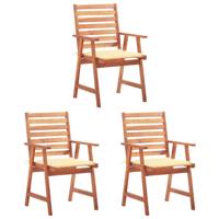 Tuinstoelen 3 st met kussens massief acaciahout