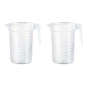 Plastcforte Waterkan/schenkkan - 2x - transparant - 1000 ML - kunststof - Schenkkannen