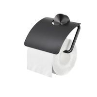 Toiletrolhouder met Klep Geesa Opal Zwart Metaal Geborsteld - thumbnail