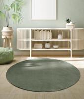 Karpet24 Loft - Luxe, Fluweelzacht Effen Vloerkleed in Donkergroen, Modern & Stijlvol-Ø 200 cm rond