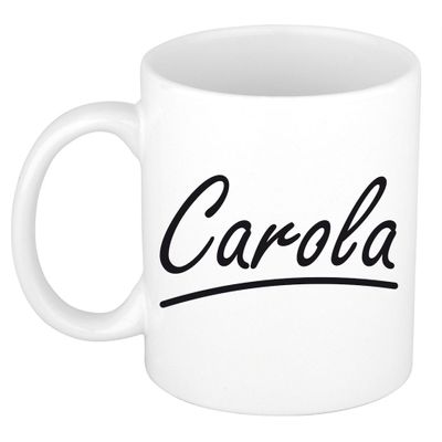 Naam cadeau mok / beker Carola met sierlijke letters 300 ml