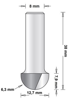 8 MM HOLPROFIELFREES 12.7X38X6.3
