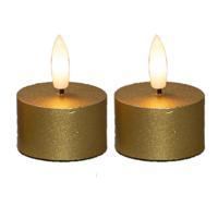 Anna's Collection LED theelichtjes/waxinelichtjes - 2x st - goud - D4 x H5 cm Anna's Collection LED theelichtjes/waxinelichtjes - 2x st - goud - D4 x H5 cm