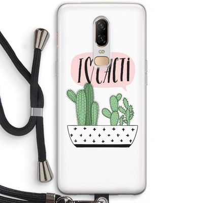 I love cacti: OnePlus 6 Transparant Hoesje met koord