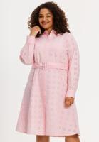 Yoek Blouse-jurk BRODERIE STRIPES | Roze | Maat 46/48