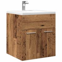 Wastafelkast 41x38,5x46 cm bewerkt hout oud houtkleurig Wastafelkast 41x38,5x46 cm bewerkt hout oud houtkleurig