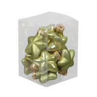 Othmar Decorations Kersthangers sterren - 12x st - salie groen - 4 cm - glas   -