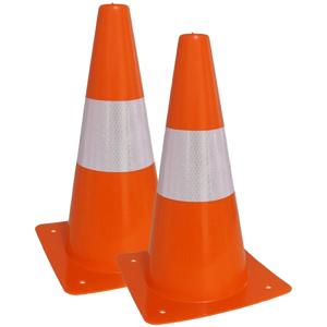 Sport/veiligheids pionnen - 4x stuks - oranje/wit - kunststof - 18 x 31 cm - spelen/training/afzette