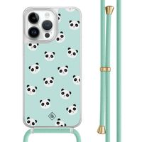 iPhone 13 Pro Max hoesje met mint koord - Panda print
