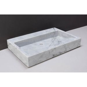 Wastafel Forzalaqua Palermo Carrara Gepolijst 60x40x9 cm Met Kraangat