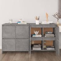 Dressoirs 2 st 70x41x75 cm bewerkt hout betongrijs