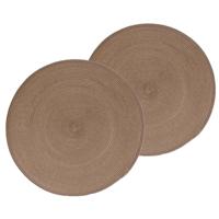 Secret de Gourmet ronde placemat - 12x stuks - taupe - gevlochten kunststof - 38 cm - Onderleggers