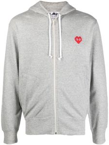 Comme Des Garçons Play hoodie zippé à patch logo - Gris