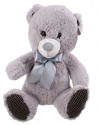Kamparo knuffelbeer met strik 35 cm grijs