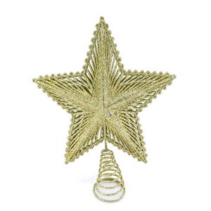 Kunststof kerstboom ster piek goud 24 cm - Kerstpieken - kerstboompieken