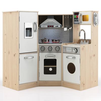Houten Kinderkeuken Speelkeuken met Oven en IJsdispenser voor Peuters vanaf 3 Jaar 105 x 49 x 85 cm