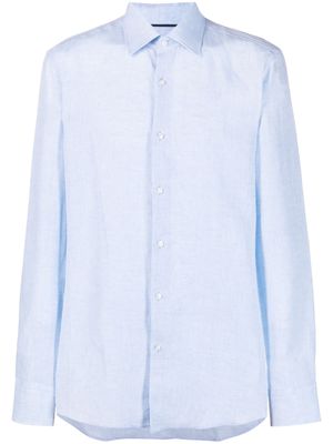 BOSS chemise en lin à manches longues - Bleu