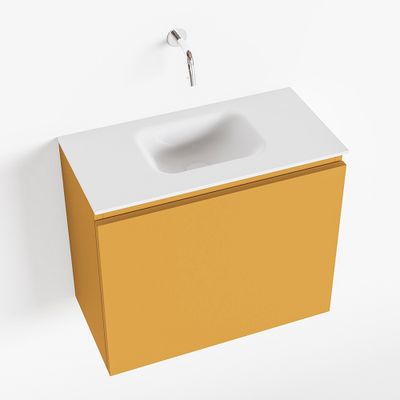 Toiletmeubel Mondiaz Olan | 60 cm | Meubelkleur Ocher | Lex wastafel Talc Midden | Zonder kraangat