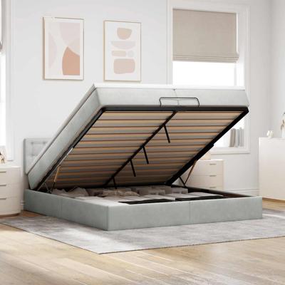 Ottoman bed met matras 200x200 cm fluweel lichtgrijs
