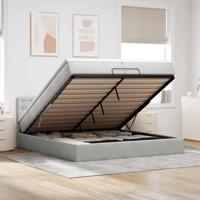Ottoman bed met matras 200x200 cm fluweel lichtgrijs